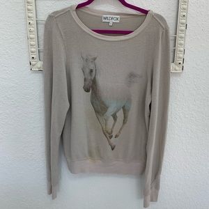 Wildfox long-sleeve sweater with colorful horse.